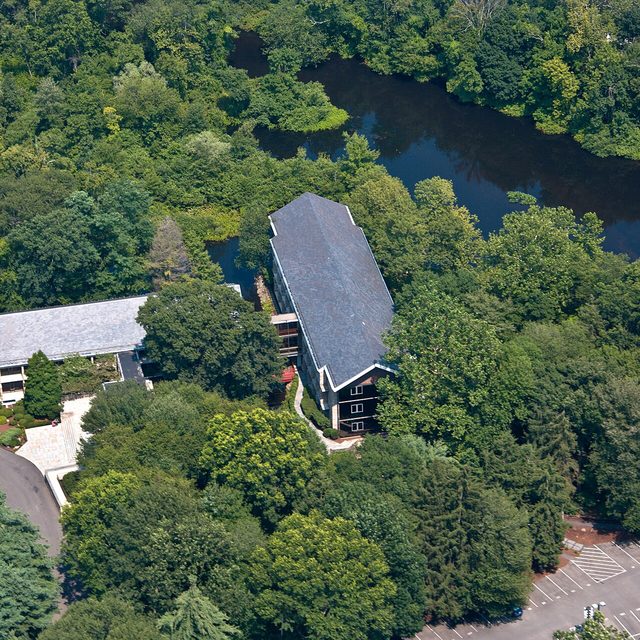 Bridgewater's headquarters campus in Westport, Connecticut (aerial view)