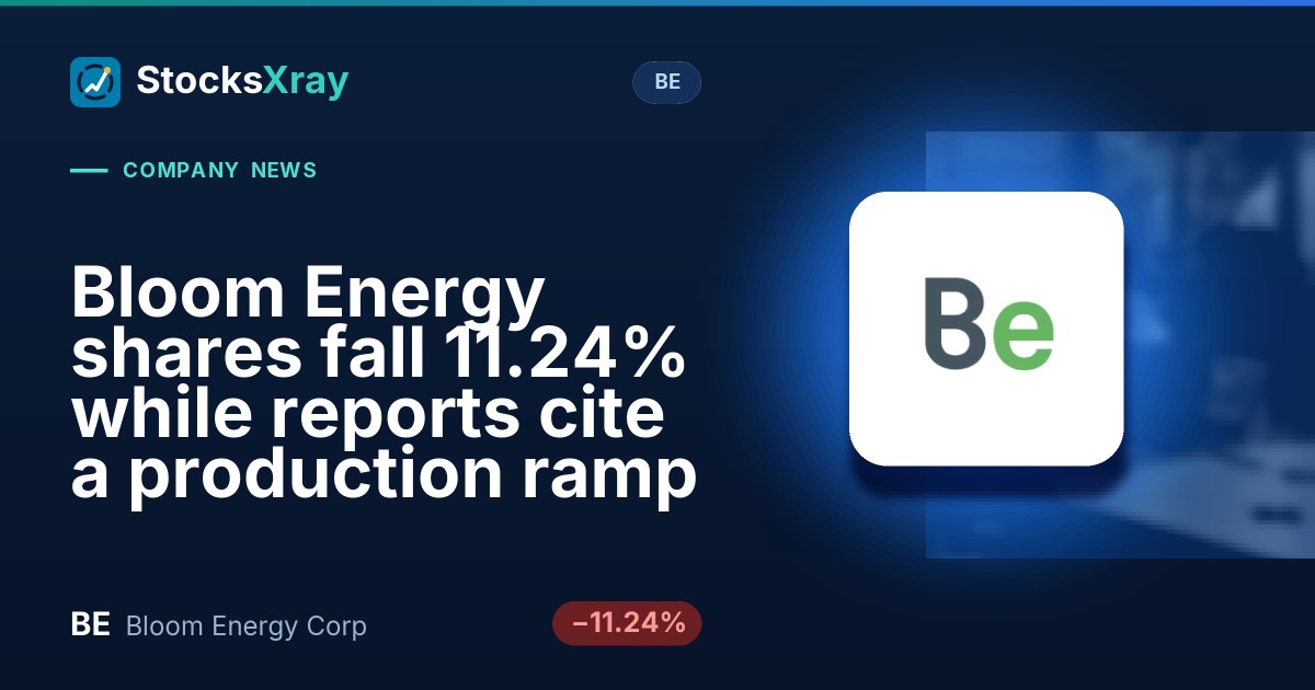 Bloom Energy shares fall 11.24% while reports cite a production ramp