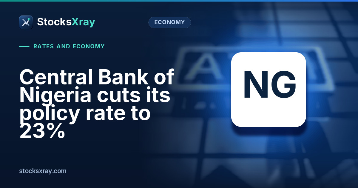 Central Bank of Nigeria cuts its policy rate to 23%