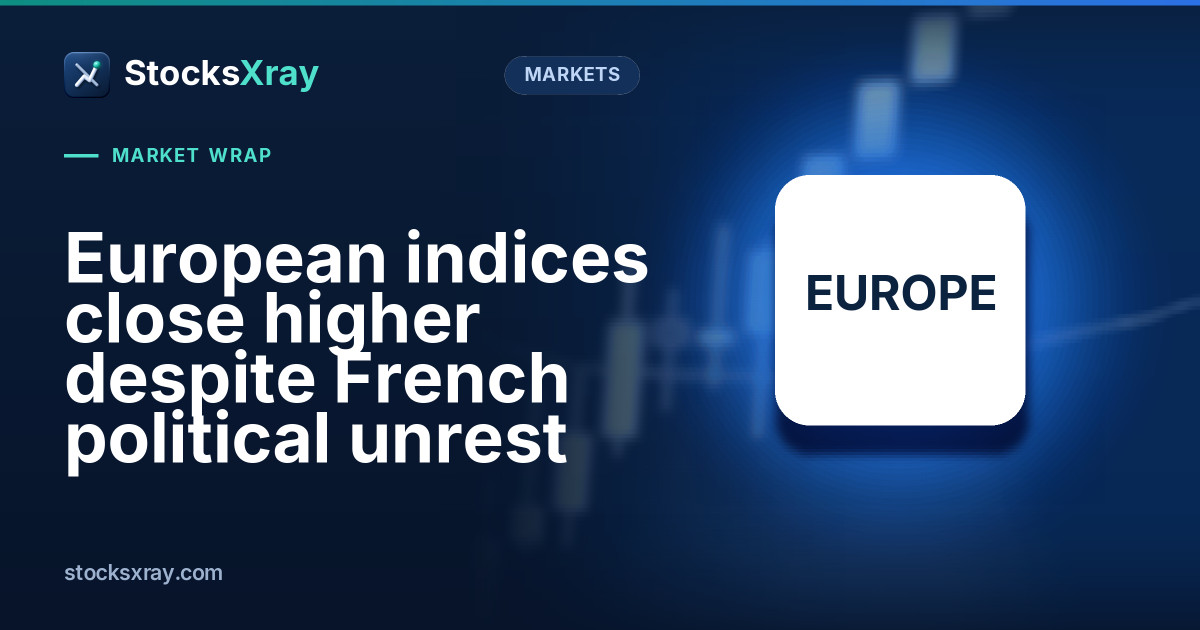European indices close higher despite French political unrest