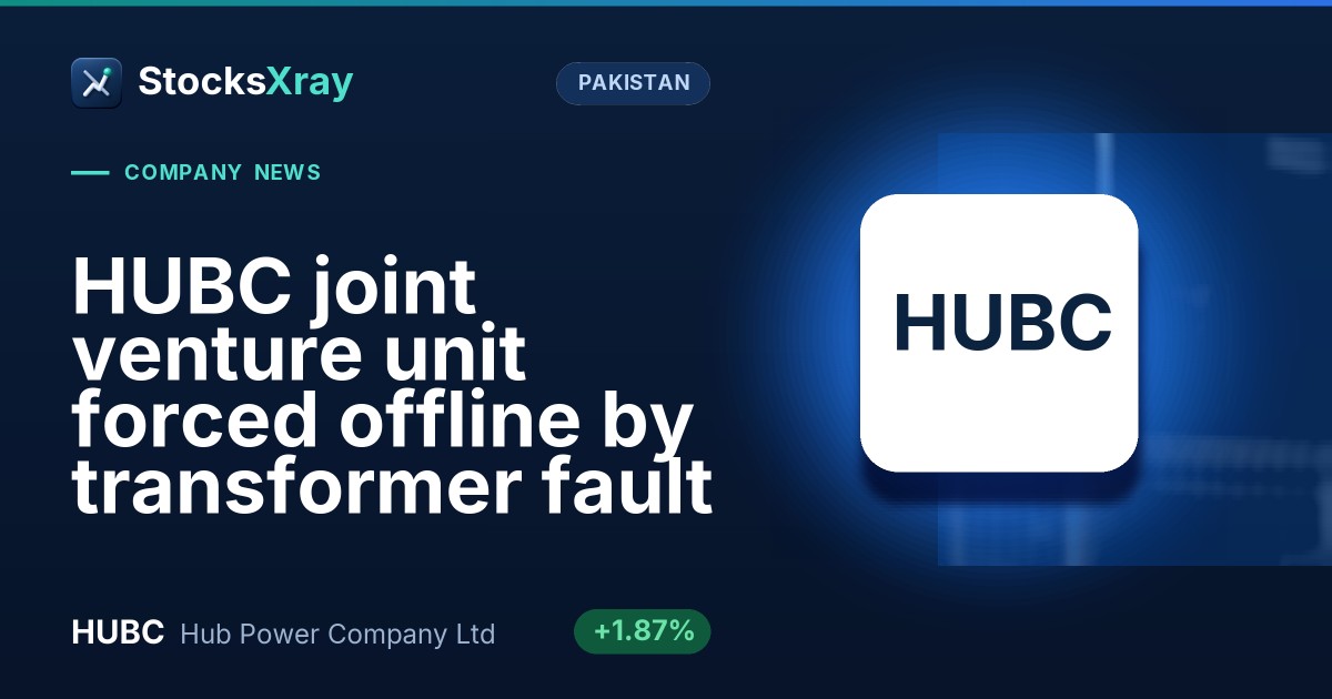 HUBC joint venture unit forced offline by transformer fault