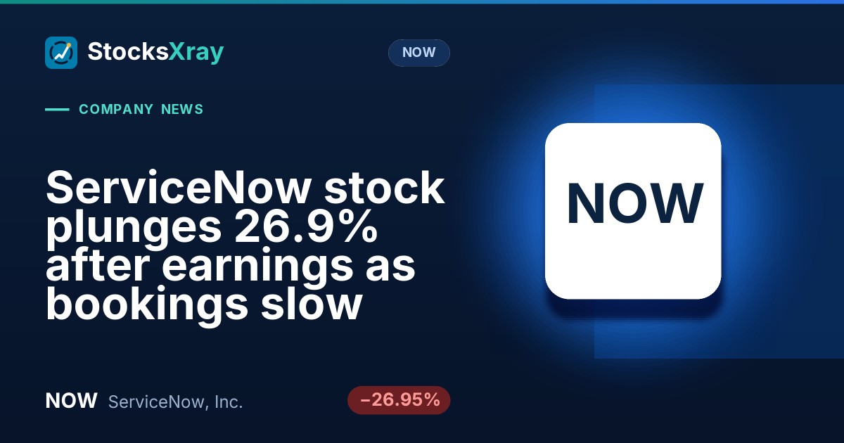 ServiceNow stock plunges 26.9% after earnings as bookings slow